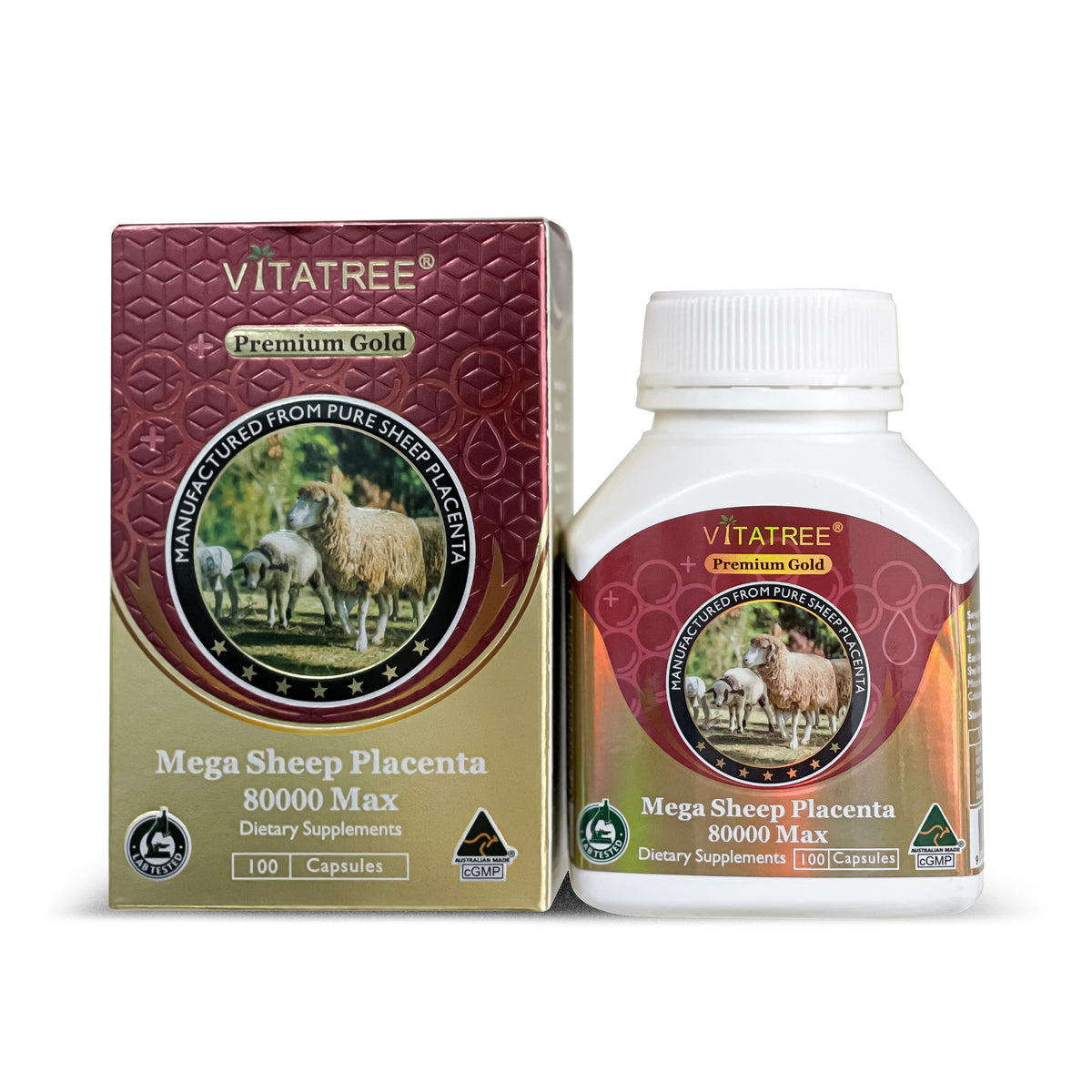 Vitatree Mega Sheep Placenta 80000 Max 100 Capsules Premium 