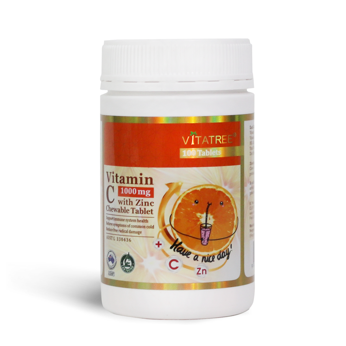 Vitatree Vitamin C 1000 mg with Zinc 100 Chewable Tablets