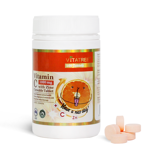Vitatree Vitamin C 1000 mg with Zinc 100 Chewable Tablets